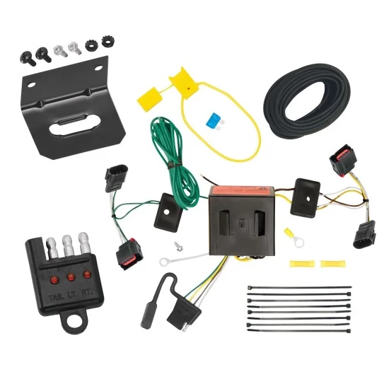 Trailer Wiring and Bracket w/ Light Tester For 08-17 Jeep Patriot 08-10 Chrysler Town and Country Dodge Grand Caravan 08-12 Caliber 11-13 Durango Plug & Play 4-Flat Harness