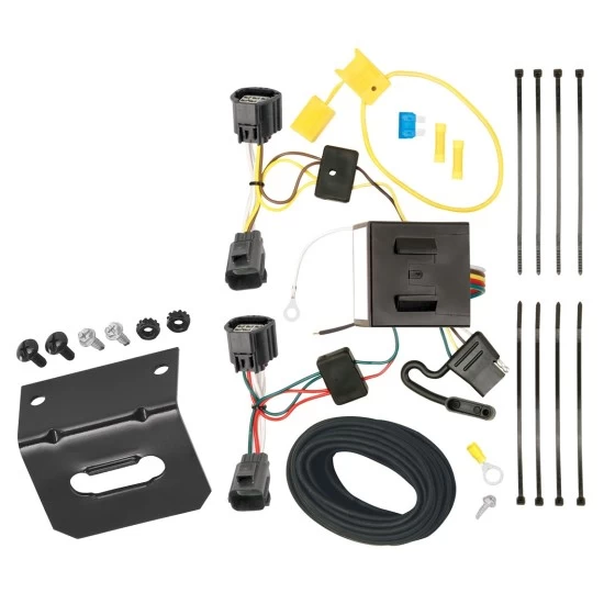 Trailer Wiring and Bracket For 07-12 Dodge Nitro 08-12 Jeep Liberty 4-Flat Harness Plug Play