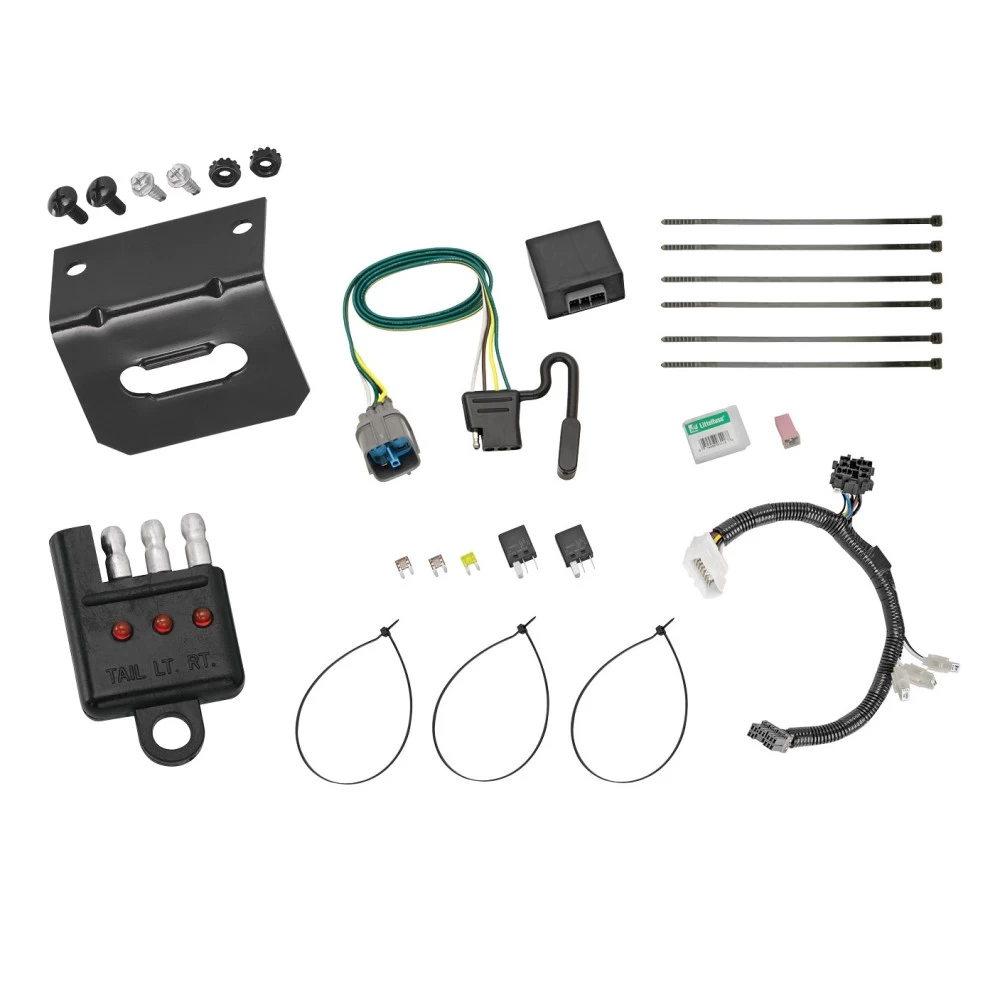 Trailer Wiring and Bracket w/ Light Tester For 12-15 Honda Pilot Plug & Play 4-Flat Harness