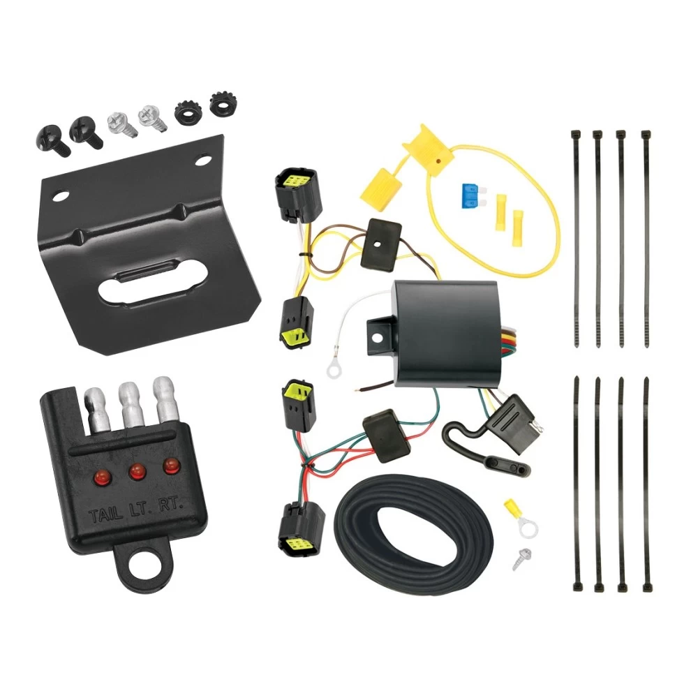 Trailer Wiring and Bracket w/ Light Tester For 10-13 Ford Transit Connect Plug & Play 4-Flat Harness