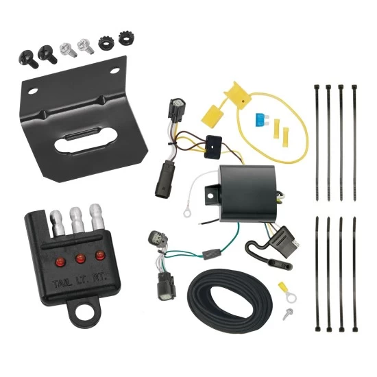 Trailer Wiring and Bracket w/ Light Tester For 15-18 Ford Edge SE SEL Plug & Play 4-Flat Harness