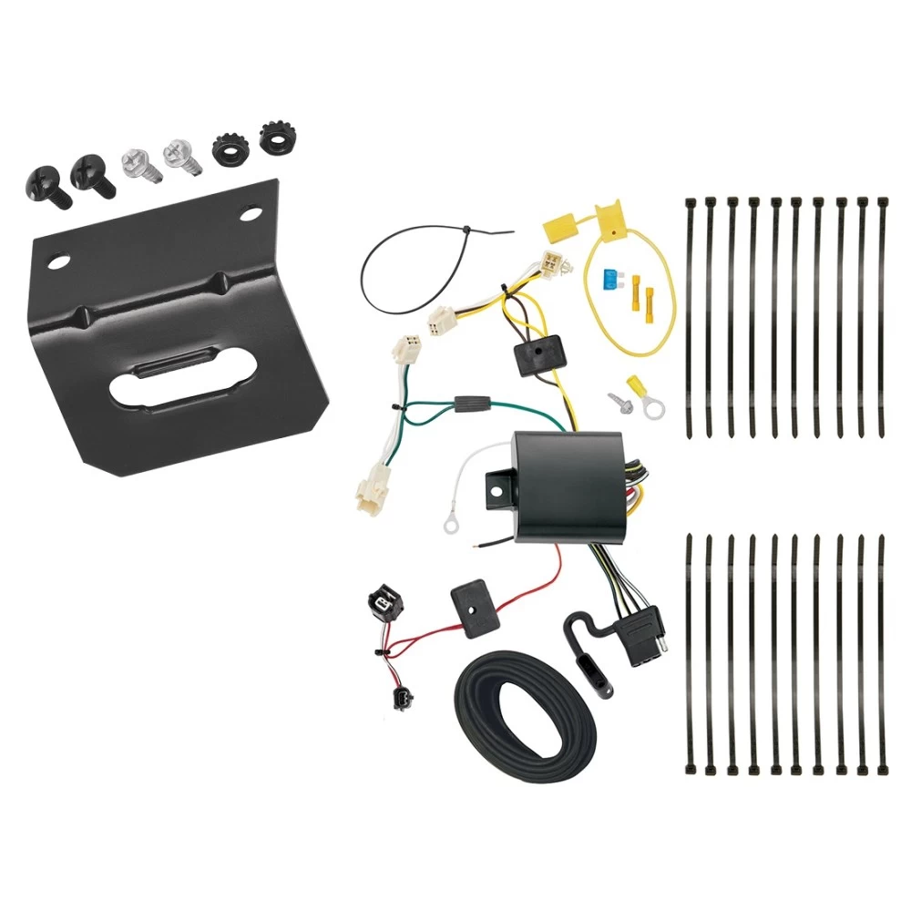 Trailer Wiring and Bracket For 16-19 Toyota Prius Except Prime 4-Flat Harness Plug Play