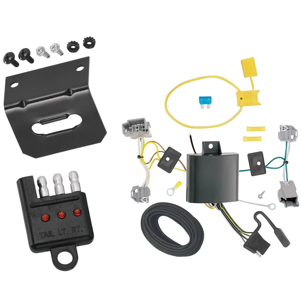 Trailer Wiring and Bracket and Light Tester For 14-16 Ford Fiesta 4-Flat Harness Plug Play