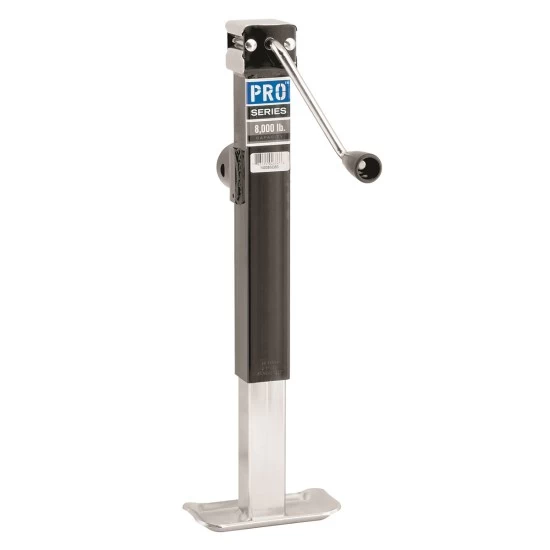 Pro Series 8,000 lbs Square Trailer Jack w/ Round Tubular Swivel Mount Sidewind - 10" Lift