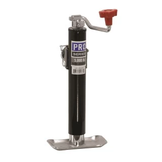 1401460303 Pro Series Round Trailer Jack Side Mount 5000 lbs. Lift Capacity Top Wind Weld-On 10 inch Travel Pro Series 5,000 lbs. Round Pipe Mount Swivel Trailer Jack Topwind 10" Lift w/ Pull Pin