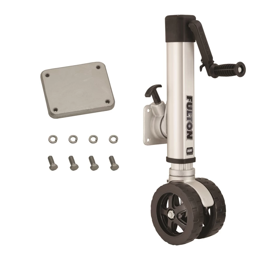 Fulton F2 Trailer Jack 1,600 lbs. Weld-On w/ Dual 7" Wheels Fits 3"x3" & 3'x4" Frames