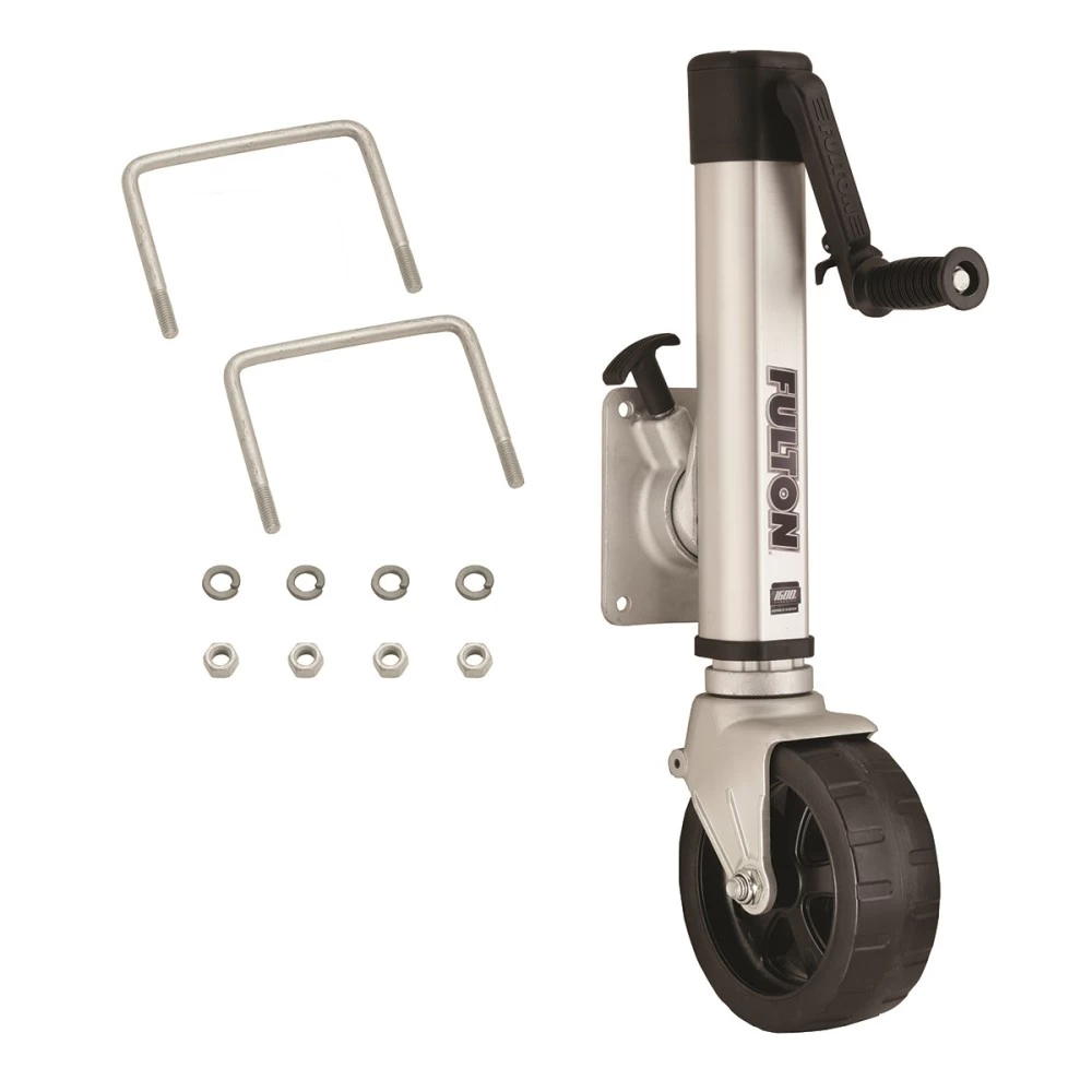 Fulton F2 Trailer Jack 1,600 lbs. Bolt-On w/ Single Wide Wheel Fits 4"-5" Frames