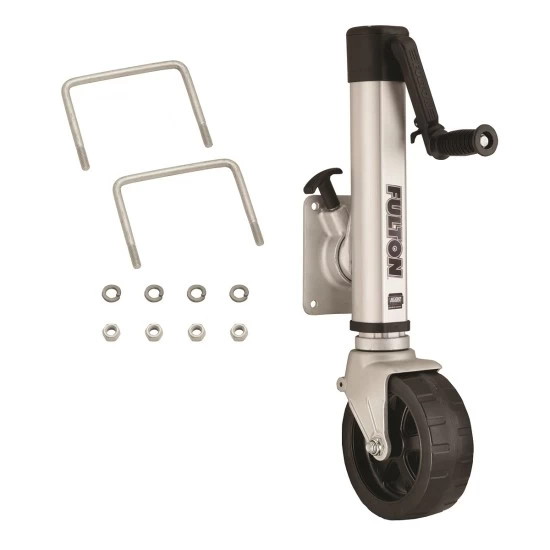 Fulton F2 Trailer Jack 1,600 lbs. Bolt-On w/ Single Wide Wheel Fits 4"-5" Frames