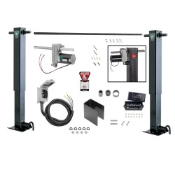 Bulldog 2x 12K Jacks Dual Landing Gear & Electric Motor Kit w/ Cross Shaft Pipe Combo Drop Leg w/ Spring Return w/ Side Pin Powered Drive- 26" Lift