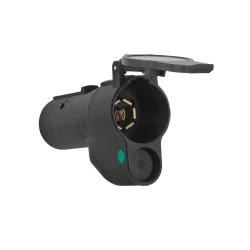 7-Way RV Round Tow Plug Harness Flat Pin to 7-Flat Pin Adapter w/LED Lamp Out By-Pass for European Vehicles