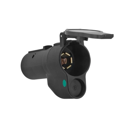 7-Way RV Round Tow Plug Harness Flat Pin to 7-Flat Pin Adapter w/LED Lamp Out By-Pass for European Vehicles