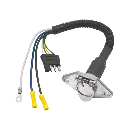 20320 4-Flat Wiring Harness Tow Plug Kit to 6-Way Round Pin Connector Adapter 4-Flat Wiring Harness Tow Plug Kit to 6-Way Round Pin Connector Adapter