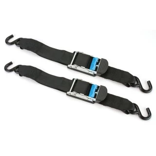 2-Pack Reese Gunwale Zinc Transom Tie Down Ratchet Straps 2 x 24 Inch Strap Retractable 833 lbs Load 2,500 lbs Break Strength Truck Trailer Boat Marine