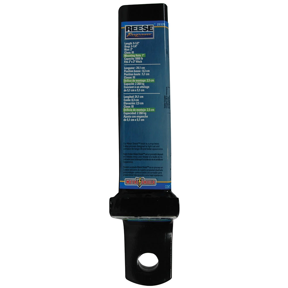 Reese 6,000 lbs Trailer Tow Hitch Ball Mount Fits 2" Receiver 3-1/4" Drop 2" Rise 9-1/2" Long 1" Ball Hole