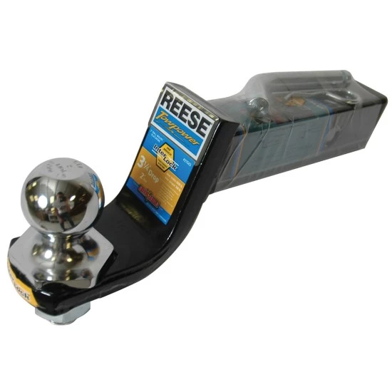 21543 Reese Towpower Interlock Trailer Hitch Ball Mount Starter Kit 5000 lbs. Capacity Fits 2 inch Receiver 3-1/4 inch Drop Black Reese 5,000 lbs Interlock Ball Mount Kit w/ 2" Ball Pin/Clip Fits 2" Trailer Tow Hitch Receiver 3-1/4" Drop 2" Rise 9" Long