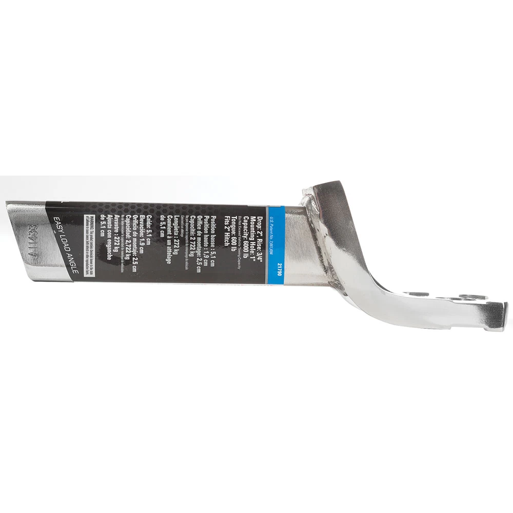 Reese 6,000 lbs Stainless Steel Ball Mount Fits 2" Receiver 2" Drop 3/4" Rise 9" Long 1" Ball Hole w/InterLock