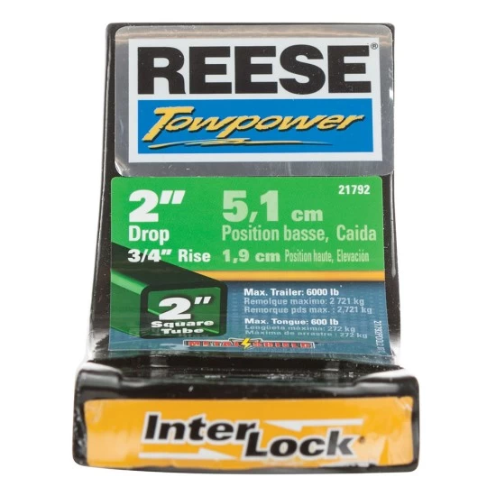 Reese 6,000 lbs Ball Mount Fits 2" Receiver 2" Drop 3/4" Rise 9" Long 1" Ball Hole w/InterLock