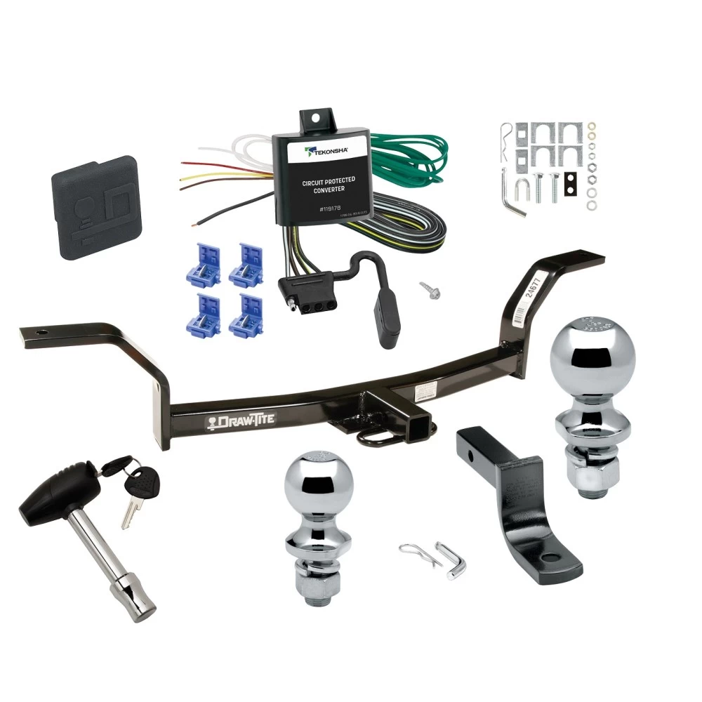 Trailer Tow Hitch For 97-01 Acura EL All Models Deluxe Package Wiring 2" and 1-7/8" Ball and Lock