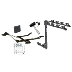 Trailer Tow Hitch w/ 4 Bike Rack For 98-10 VW Beetle Golf Except Turbo S & AWD tilt away adult or child arms fold down carrier w/ Lock and Cover