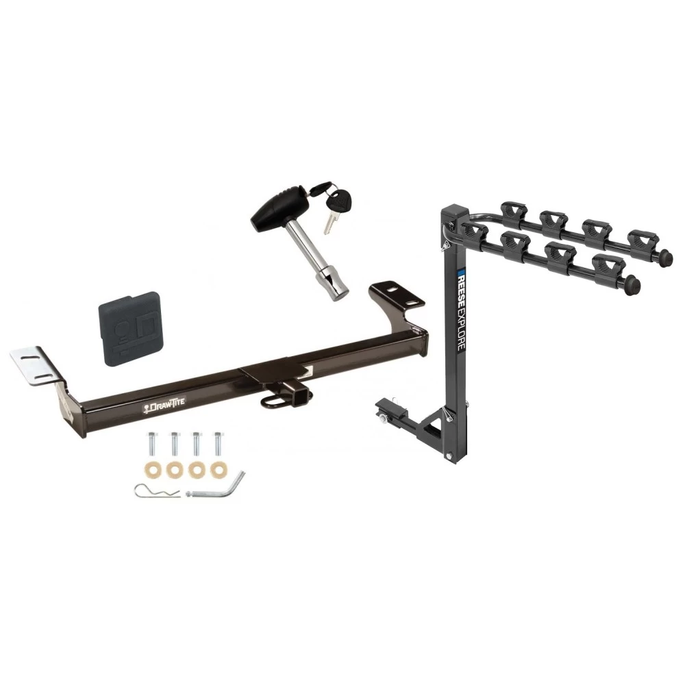 Custom Fit Trailer Hitch3 Bike Carrier Security Lock Pin Rubber Hitch Plug Cover Installation Hardware Installation Instructions 24704 1393100G 580407 2211 Draw-Tite Trailer Tow Hitch 4 Bike Rack 96-05 Toyota RAV4 tilt away adult or child arms fold down Trailer Tow Hitch w/ 4 Bike Rack For 96-05 Toyota RAV4 tilt away adult or child arms fold down carrier w/ Lock and Cover