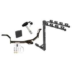 Trailer Tow Hitch w/ 4 Bike Rack For 01-05 Honda Civic Coupe & Sedan tilt away adult or child arms fold down carrier w/ Lock and Cover