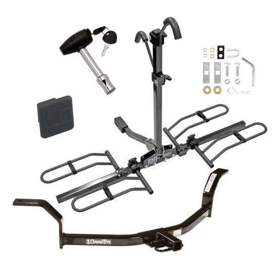 Trailer Tow Hitch For 01-05 Honda Civic Coupe & Sedan Platform Style 2 Bike Rack w/ Hitch Lock and Cover