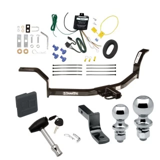 Trailer Tow Hitch For 01-05 Honda Civic Sedan Deluxe Package Wiring 2" and 1-7/8" Ball and Lock