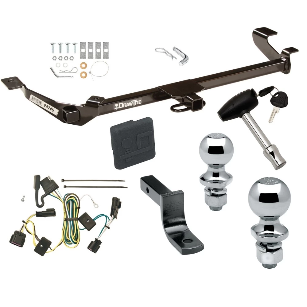 Trailer Tow Hitch For 05-06 Pontiac G5 Pursuit 05-10 Chevrolet Cobalt Deluxe Package Wiring 2" and 1-7/8" Ball and Lock