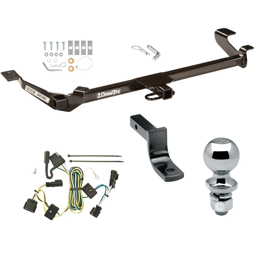 Trailer Tow Hitch For 05-06 Pontiac G5 Pursuit 05-10 Chevrolet Cobalt Complete Package w/ Wiring Draw Bar and 2" Ball