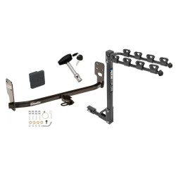 Trailer Tow Hitch w/ 4 Bike Rack For 05-09 Ford Mustang V6 V8 Models GT Only tilt away adult or child arms fold down carrier w/ Lock and Cover