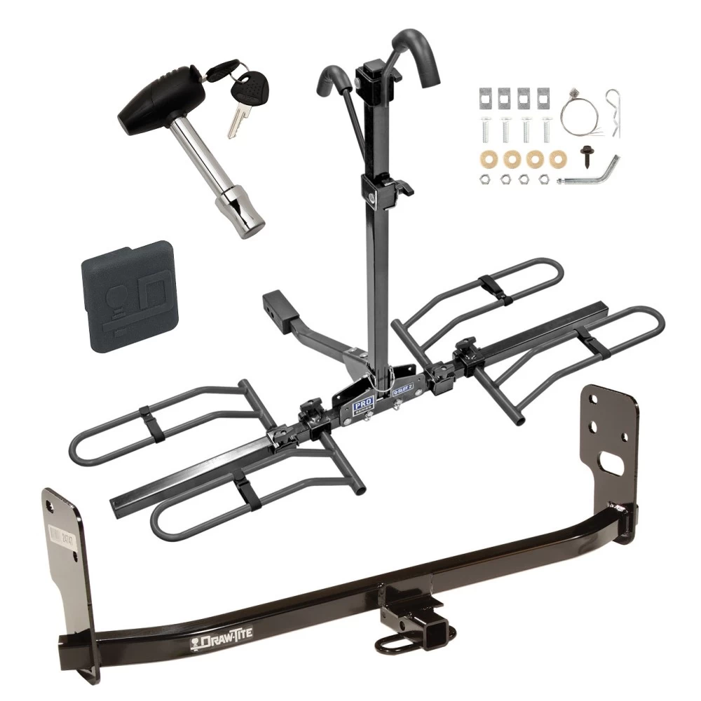 Trailer Tow Hitch For 05-09 Ford Mustang V6 V8 Models GT Only Platform Style 2 Bike Rack w/ Hitch Lock and Cover
