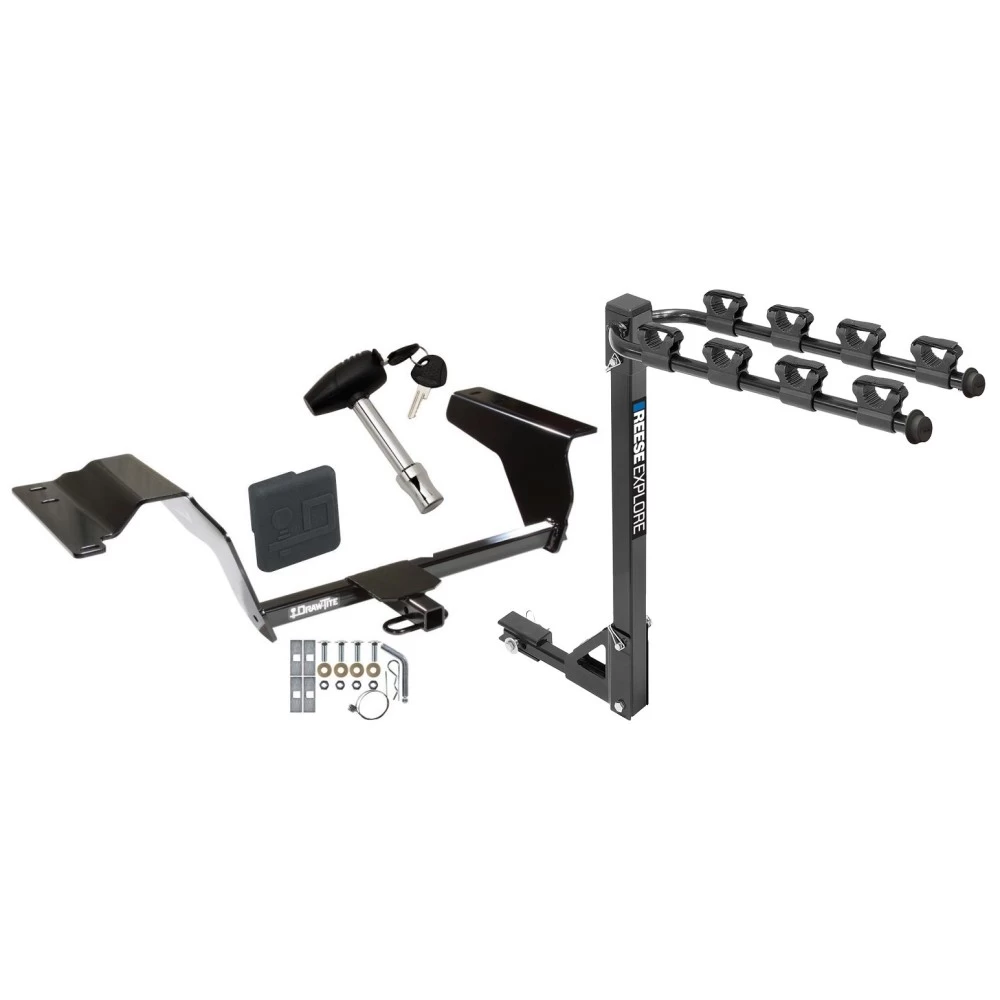 Trailer Tow Hitch w/ 4 Bike Rack For 04-11 Chevy Cobalt HHR G5 GT Ion 3 Red Line tilt away adult or child arms fold down carrier w/ Lock and Cover