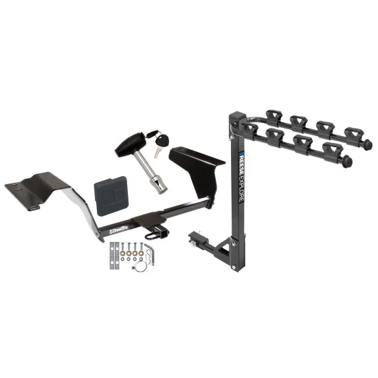 Trailer Tow Hitch w/ 4 Bike Rack For 04-11 Chevy Cobalt HHR G5 GT Ion 3 Red Line tilt away adult or child arms fold down carrier w/ Lock and Cover