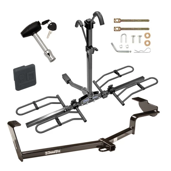Trailer Tow Hitch For 06-15 Honda Civic Coupe Sedan Si Hybrid Platform Style 2 Bike Rack w/ Hitch Lock and Cover