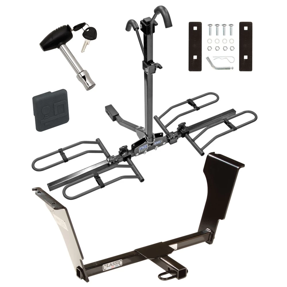 Trailer Tow Hitch For 03-07 Cadillac CTS 08-13 Sedan 05-11 STS Platform Style 2 Bike Rack w/ Hitch Lock and Cover