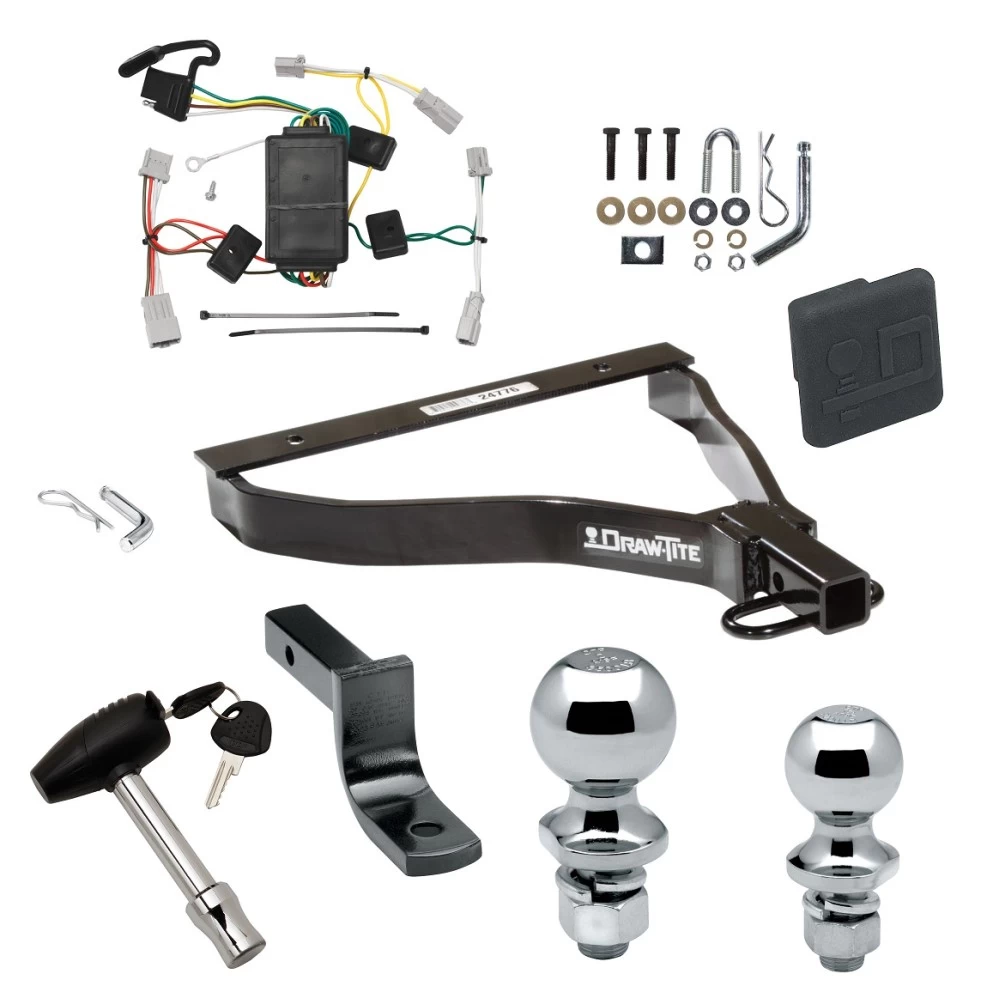 Trailer Tow Hitch For 07-08 Honda Fit All Models Deluxe Package Wiring 2" and 1-7/8" Ball and Lock