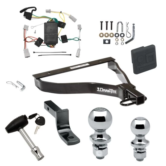 Trailer Tow Hitch For 07-08 Honda Fit All Models Deluxe Package Wiring 2" and 1-7/8" Ball and Lock