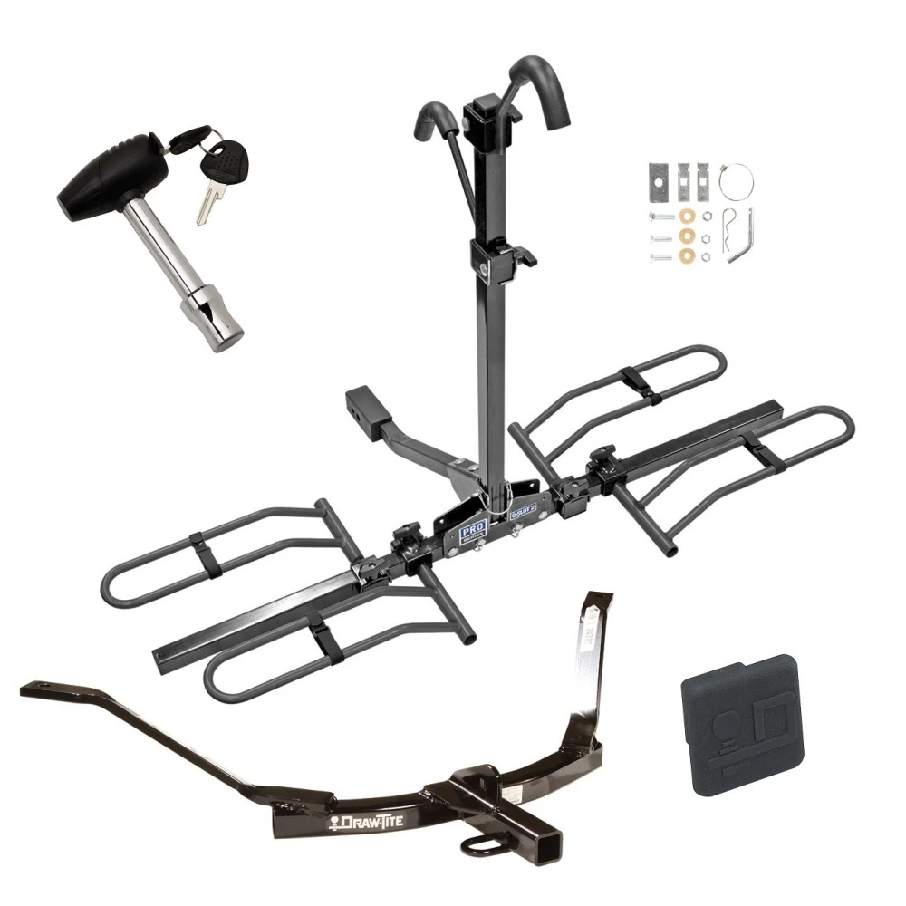 Trailer Tow Hitch For 03-07 Honda Accord Sedan & Coupe Platform Style 2 Bike Rack w/ Hitch Lock and Cover