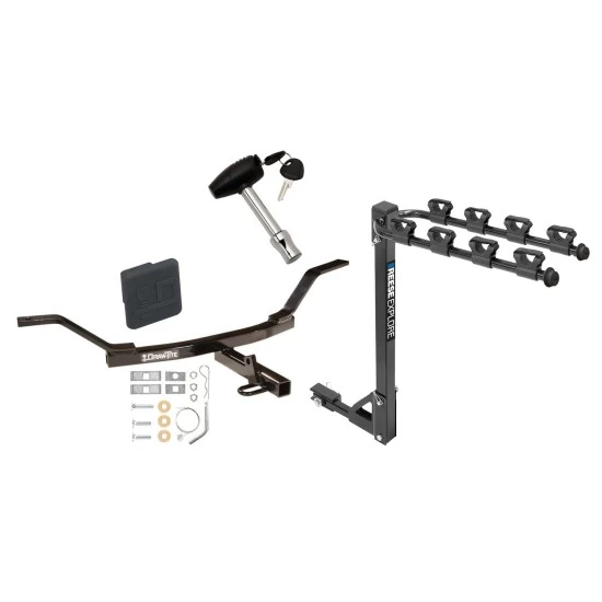 Trailer Tow Hitch w/ 4 Bike Rack For 97-01 Honda CR-V tilt away adult or child arms fold down carrier w/ Lock and Cover