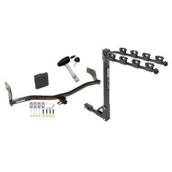 Trailer Tow Hitch w/ 4 Bike Rack For 06-11 Hyundai Accent Elantra KIA Rio5 tilt away adult or child arms fold down carrier w/ Lock and Cover