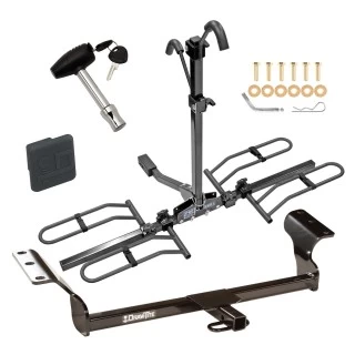 Trailer Tow Hitch For 03-10 Pontiac Vibe 03-14 Toyota Matrix Platform Style 2 Bike Rack w/ Hitch Lock and Cover