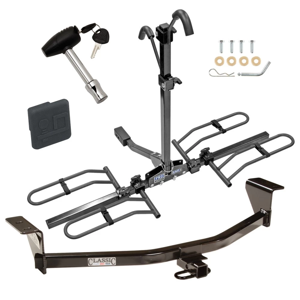 Trailer Tow Hitch For 08-15 Scion xB 11-13 tC Platform Style 2 Bike Rack w/ Hitch Lock and Cover