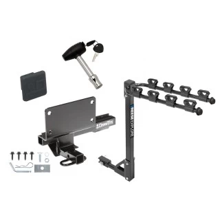 Trailer Tow Hitch w/ 4 Bike Rack For 07-08 INFINITI G35 09-13 G37 Sedan tilt away adult or child arms fold down carrier w/ Lock and Cover