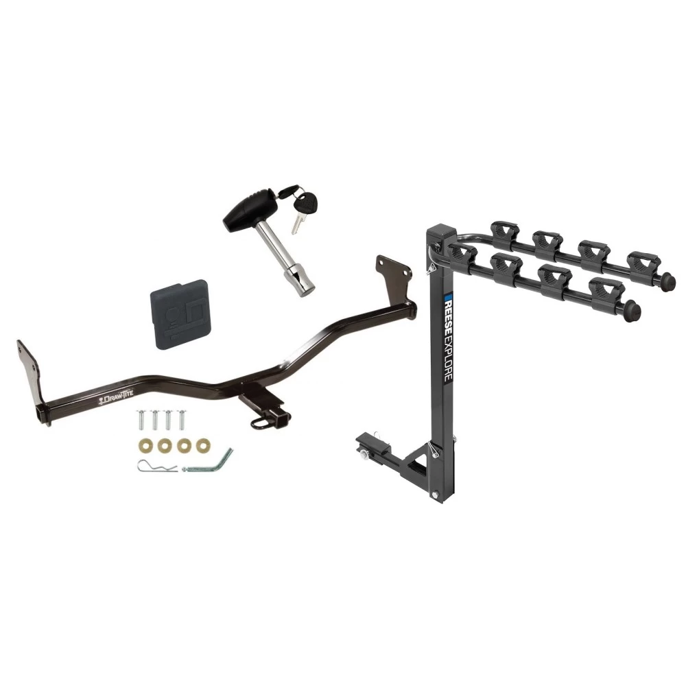 Trailer Tow Hitch w/ 4 Bike Rack For 10-13 KIA Soul tilt away adult or child arms fold down carrier w/ Lock and Cover