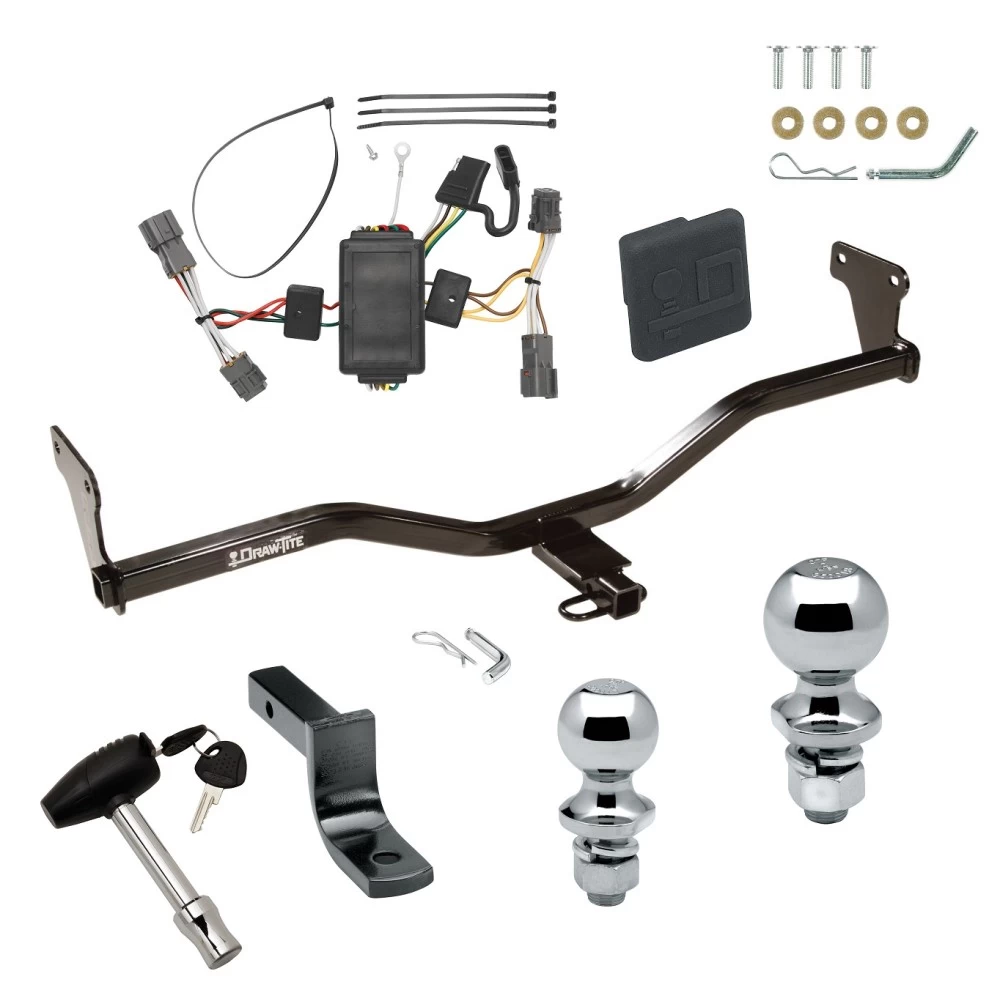 Trailer Tow Hitch For 10-13 KIA Soul w/o LED Taillights Deluxe Package Wiring 2" and 1-7/8" Ball and Lock