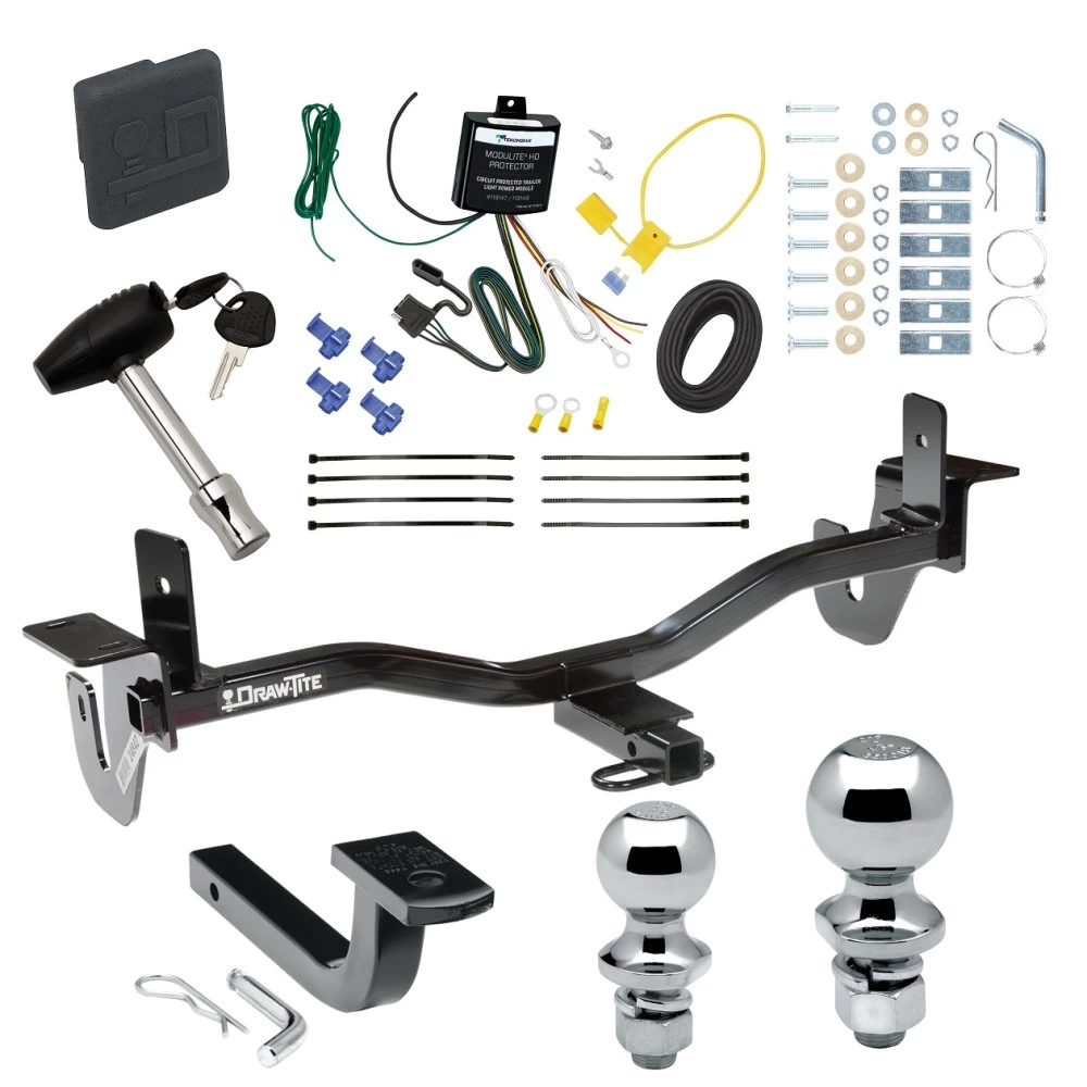 Trailer Tow Hitch For 10-13 Mazda 3 Sedan w/ LED Taillights Deluxe Package Wiring 2" and 1-7/8" Ball and Lock