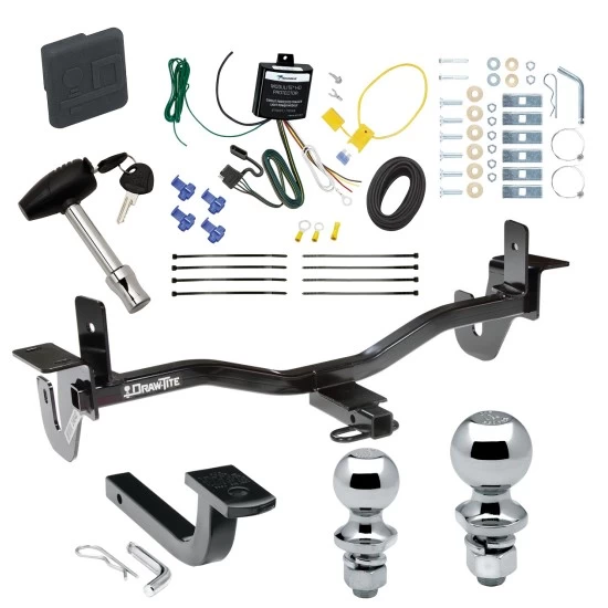 Trailer Tow Hitch For 10-13 Mazda 3 Sedan w/ LED Taillights Deluxe Package Wiring 2" and 1-7/8" Ball and Lock