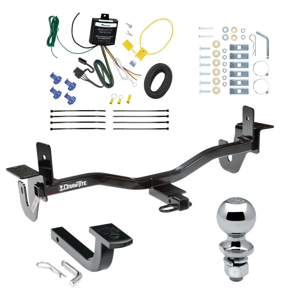 Trailer Tow Hitch For 10-13 Mazda 3 Sedan w/ LED Taillights Complete Package w/ Wiring Draw Bar and 1-7/8" Ball