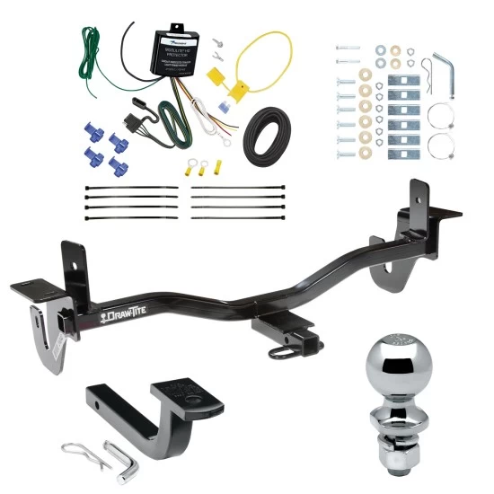 Trailer Tow Hitch For 10-13 Mazda 3 Sedan w/ LED Taillights Complete Package w/ Wiring Draw Bar and 1-7/8" Ball
