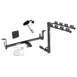 Trailer Tow Hitch w/ 4 Bike Rack For 10-13 Mazda 3 Hatchback tilt away adult or child arms fold down carrier w/ Lock and Cover